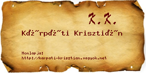 Kárpáti Krisztián névjegykártya